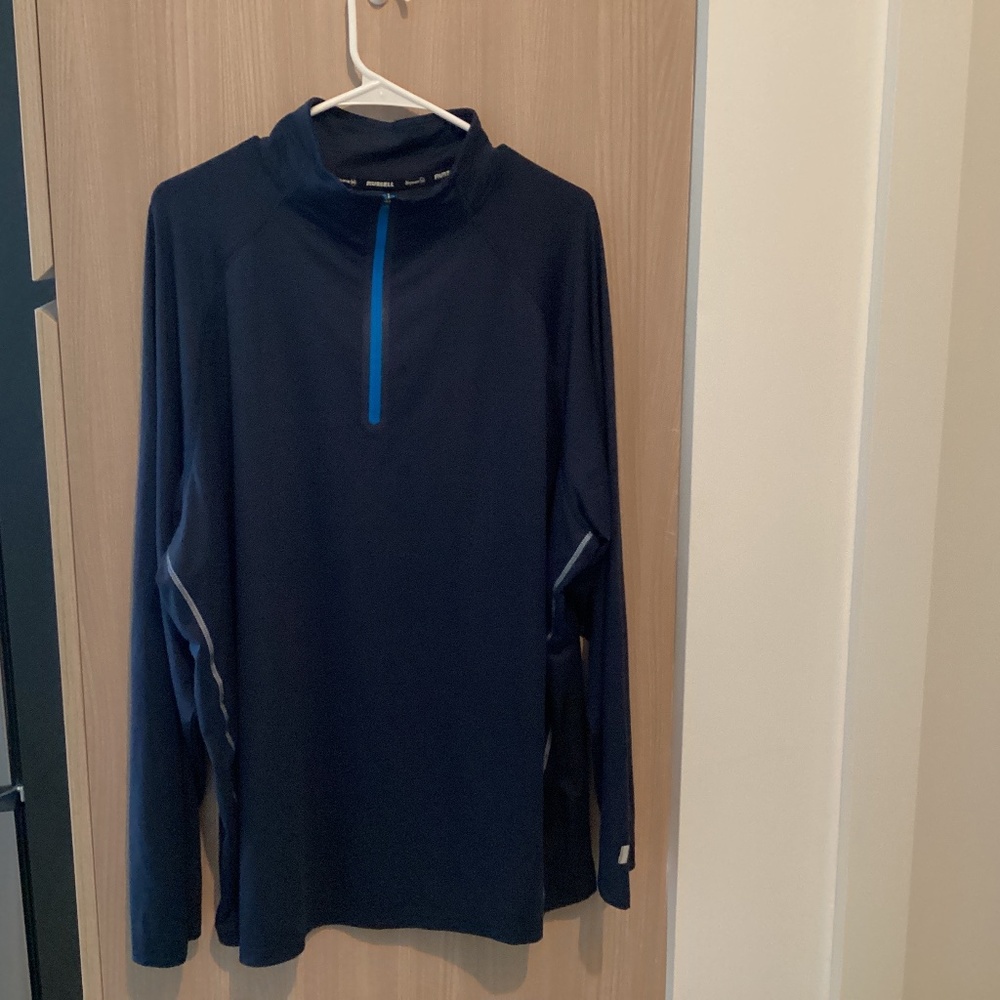 Russell Men’s Navy Blue Dri-Power 360 Long Sleeve Tee with Half Zip, XXL
